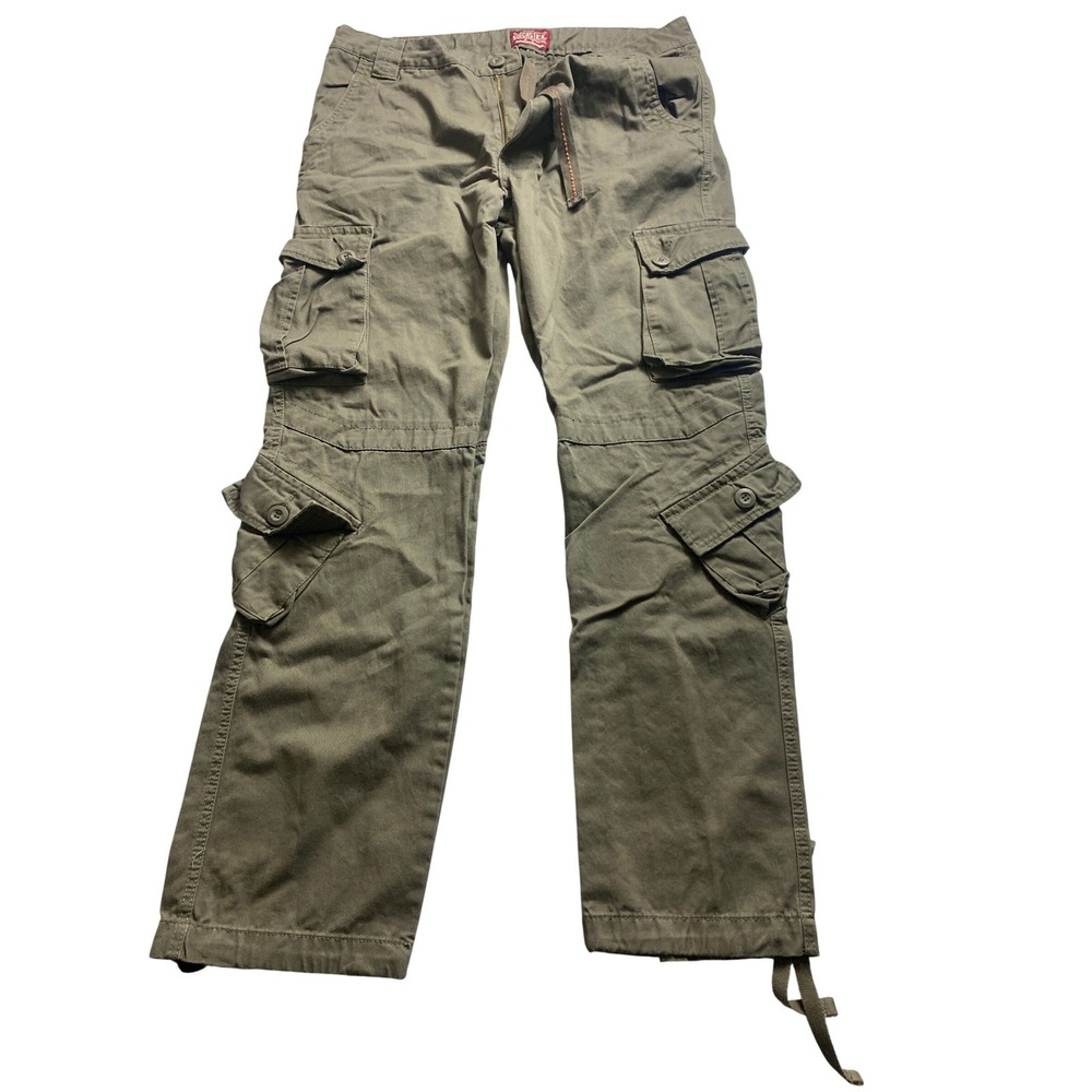 Matchstick Cargo Pants Mens XXL 36 Olive Green Military Multi Pocket Cotton